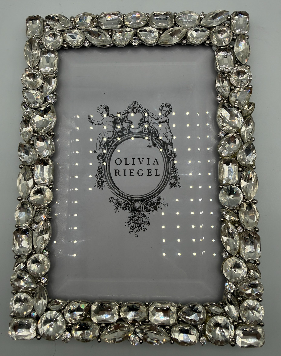 Olivia Riegel ROXY Crystal 4x6 Picture Frame Overall Size 5x7 Jewels Silver Back