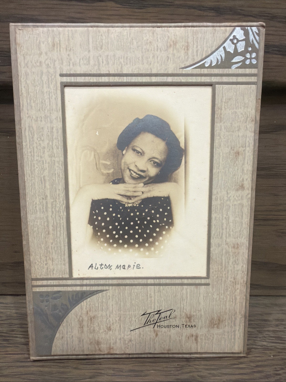 1940s Teal Studio Houston Texas African American Woman Photo Signed Alton Marie