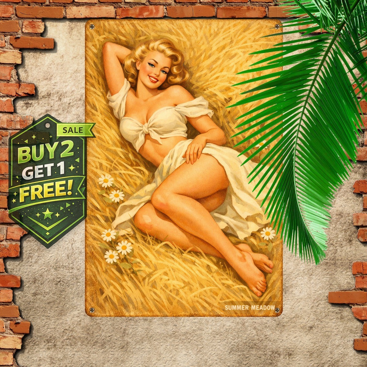 Retro Sexy Hot Girl Thong Butt Metal Plate 8x12 Decorative Wall Art Sign