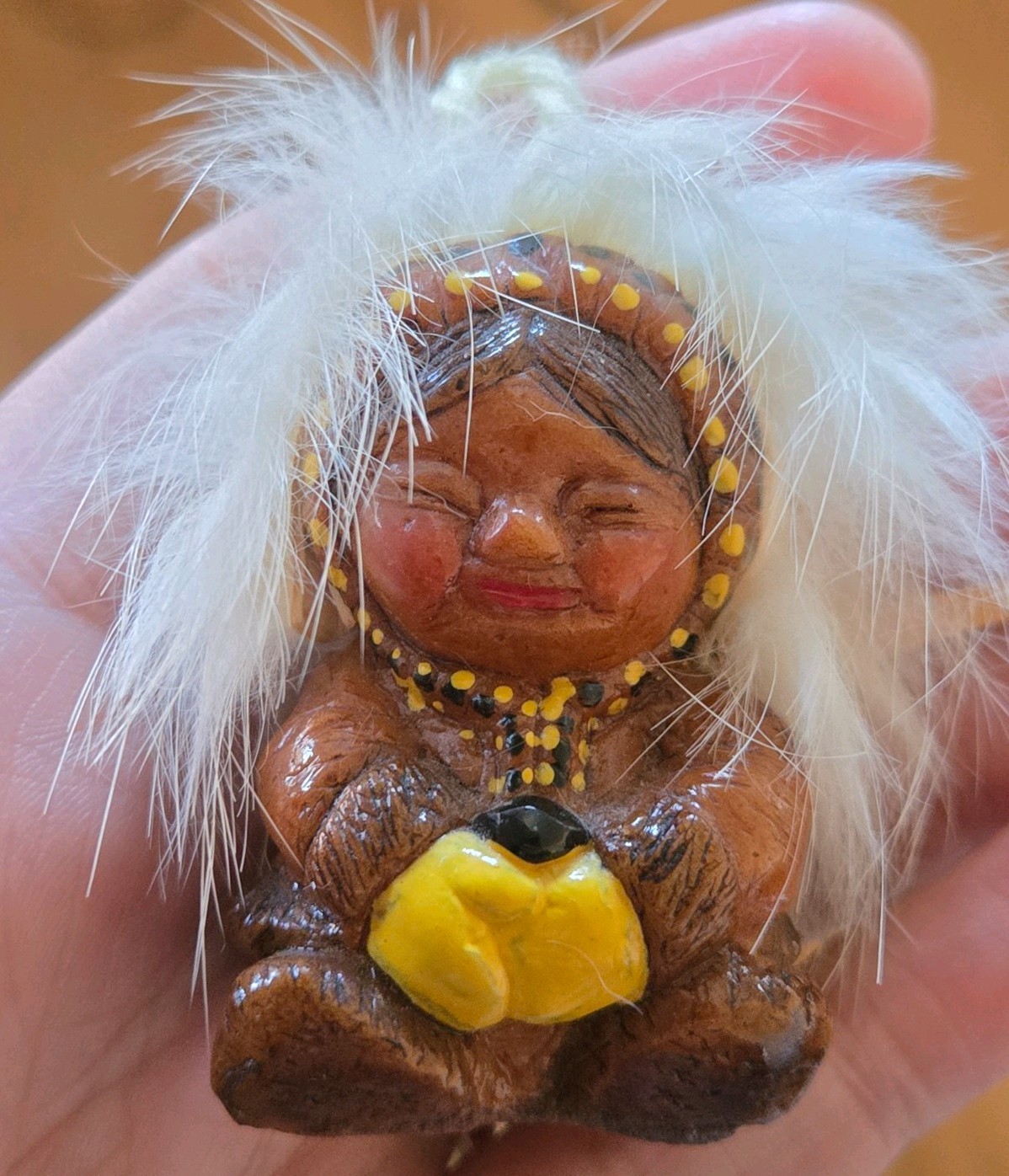Vintage Naber HandMade Alaska Eskimo Fur Lined Wood Little Child 
