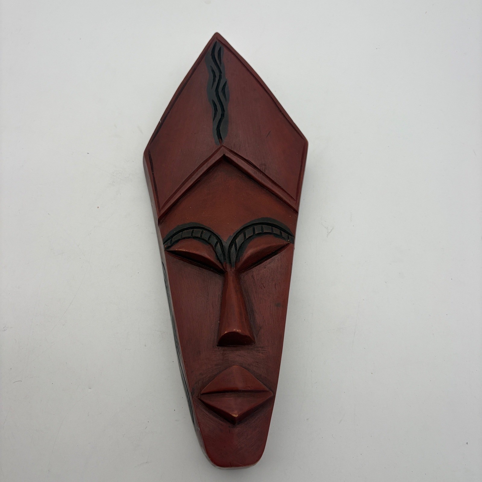Hand Carved Ghana Wood Tribal Wall Mask African Folk Art Decor Vintage