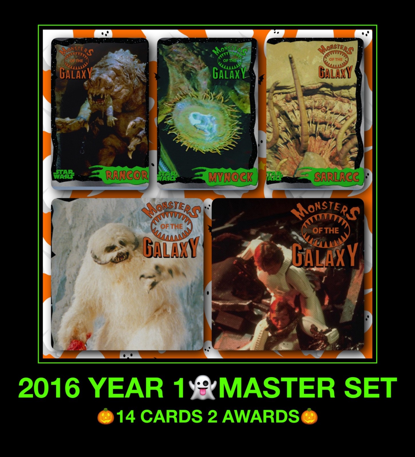 Topps 2016 STAR WARS Halloween digital CARD TRADER Monsters of Galaxy AWARD SET