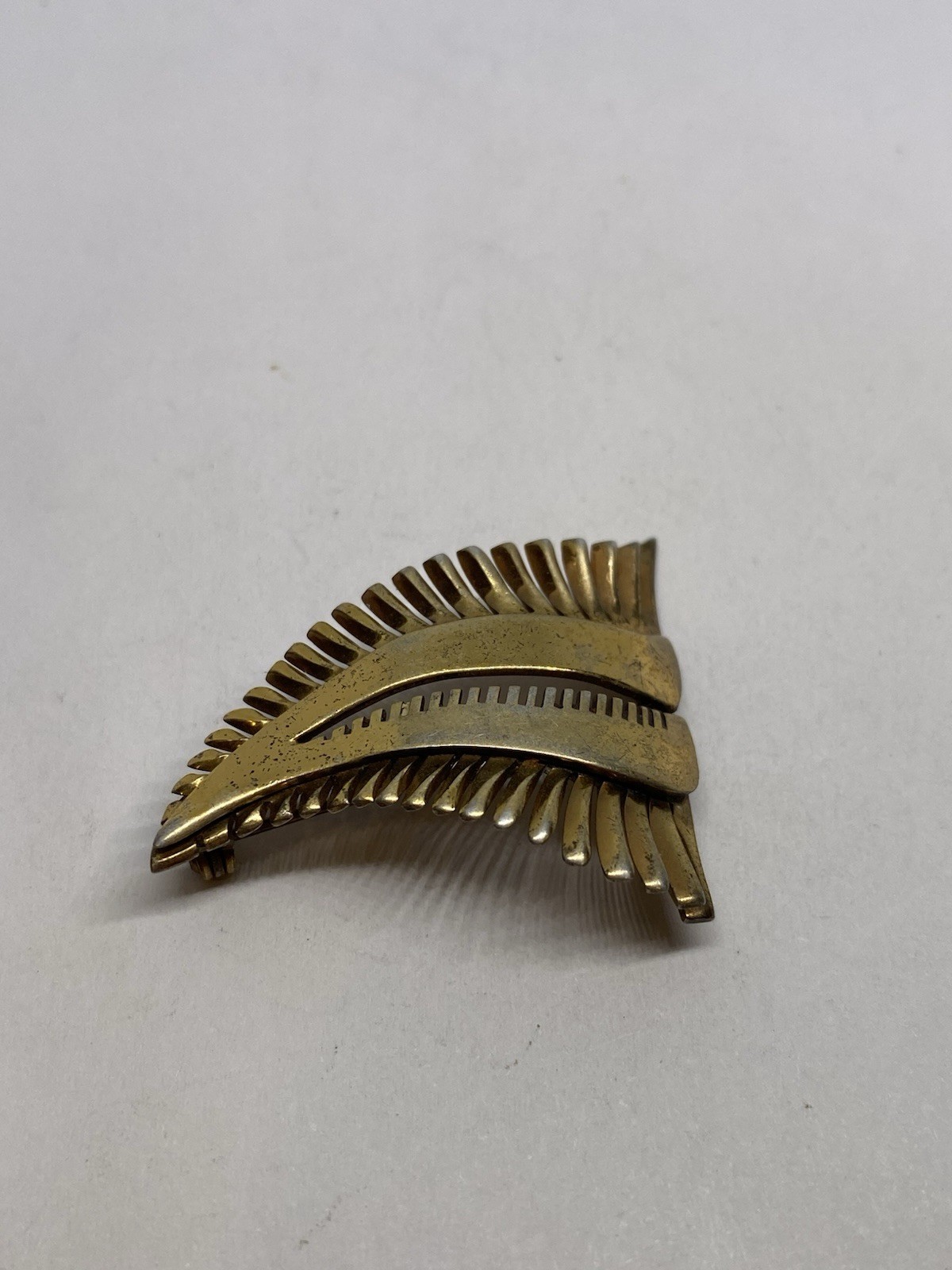 7.3g HANDMADE STERLING SILVER ABSTRACT MODERNIST LEAF PIN BROOCH SIGNED RARE