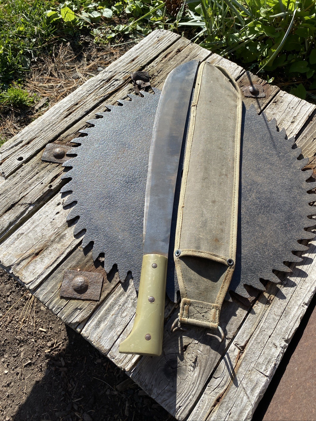 Vintage Collins Machete 18 “ Blade w/ Military Style Sheath