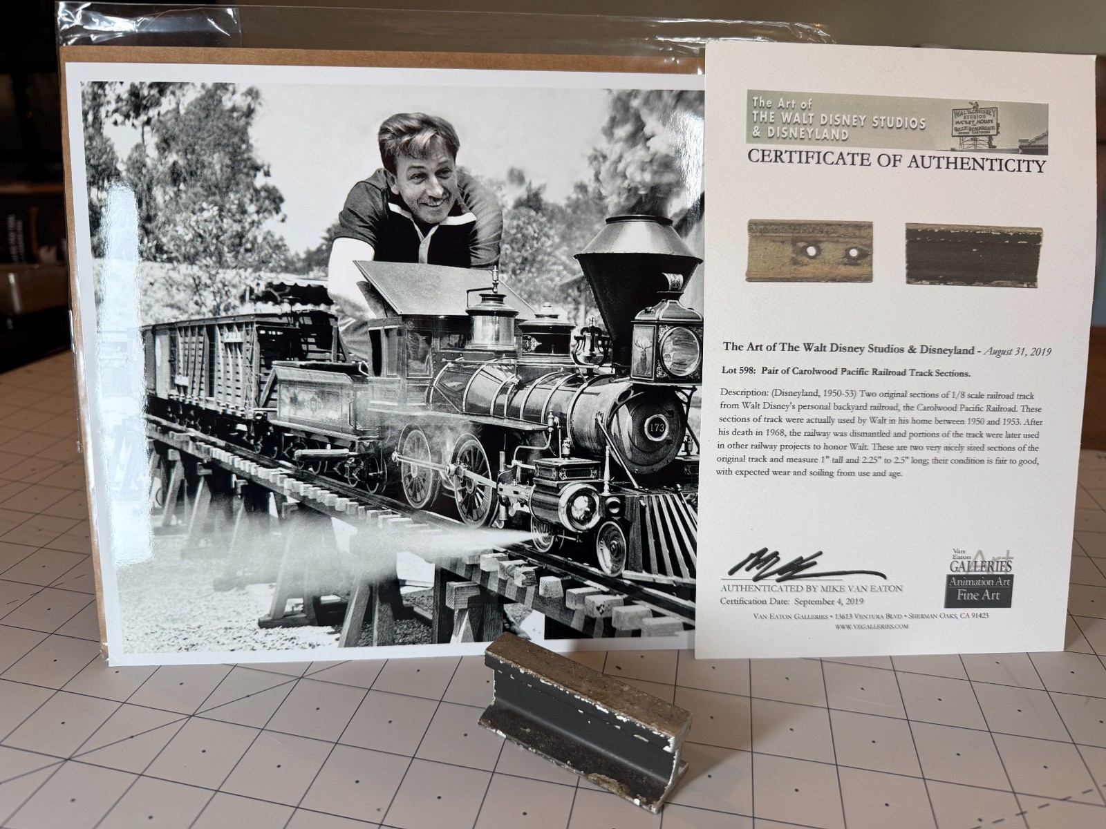 Walt Disney’s Carolwood Pacific Railroad Original Track Section w/ COA