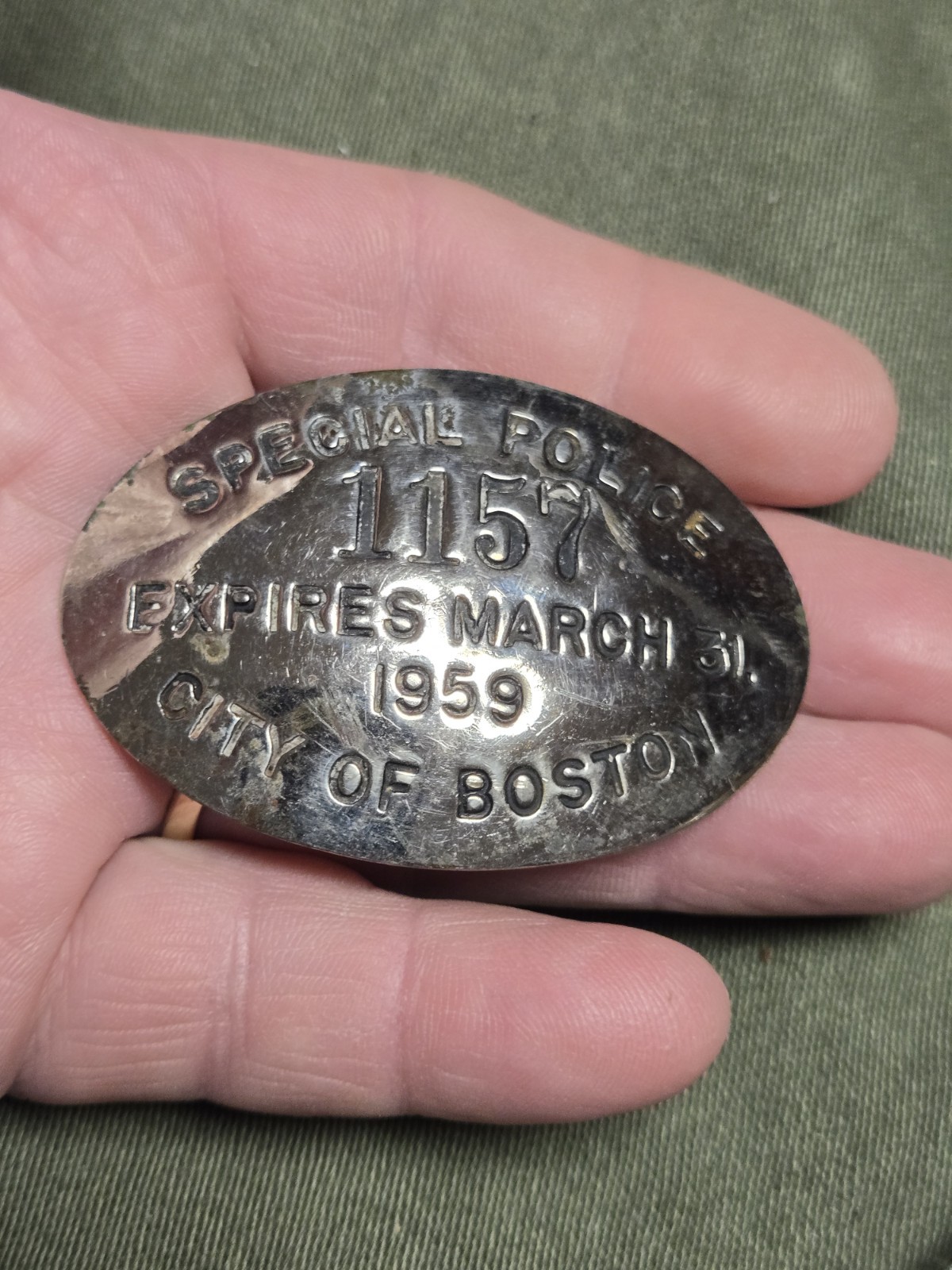 Old rare Vintage OBSOLETE expired 1959 Boston MA Mass Special Police pin