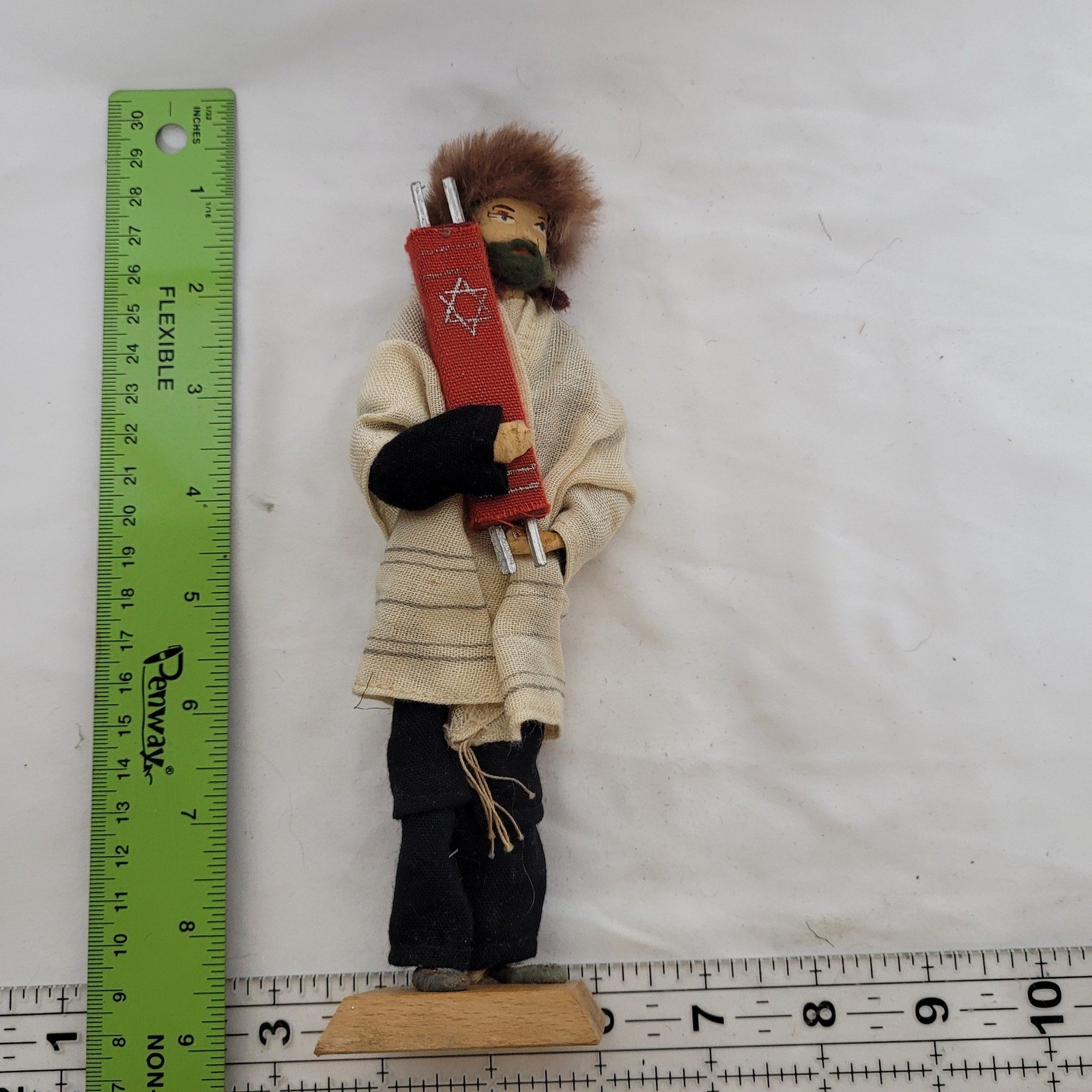 Vintage Handcrafted Jewish Doll Made in Israel Torah Scroll Star of David 6.5\