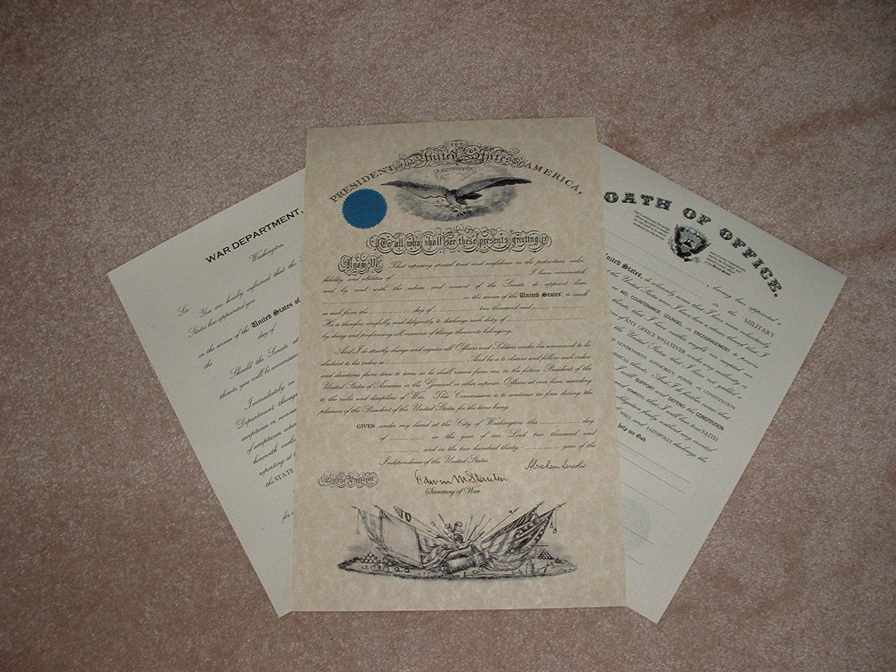 Civil War Union Army Officer Commission Documents
