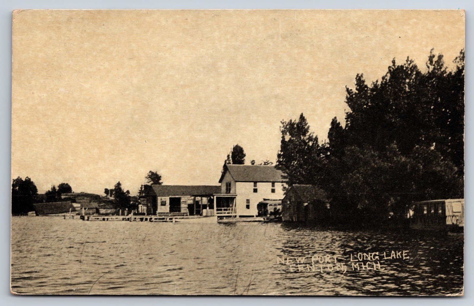 Newport Long Lake Fenton Michigan MI c1910 Postcard