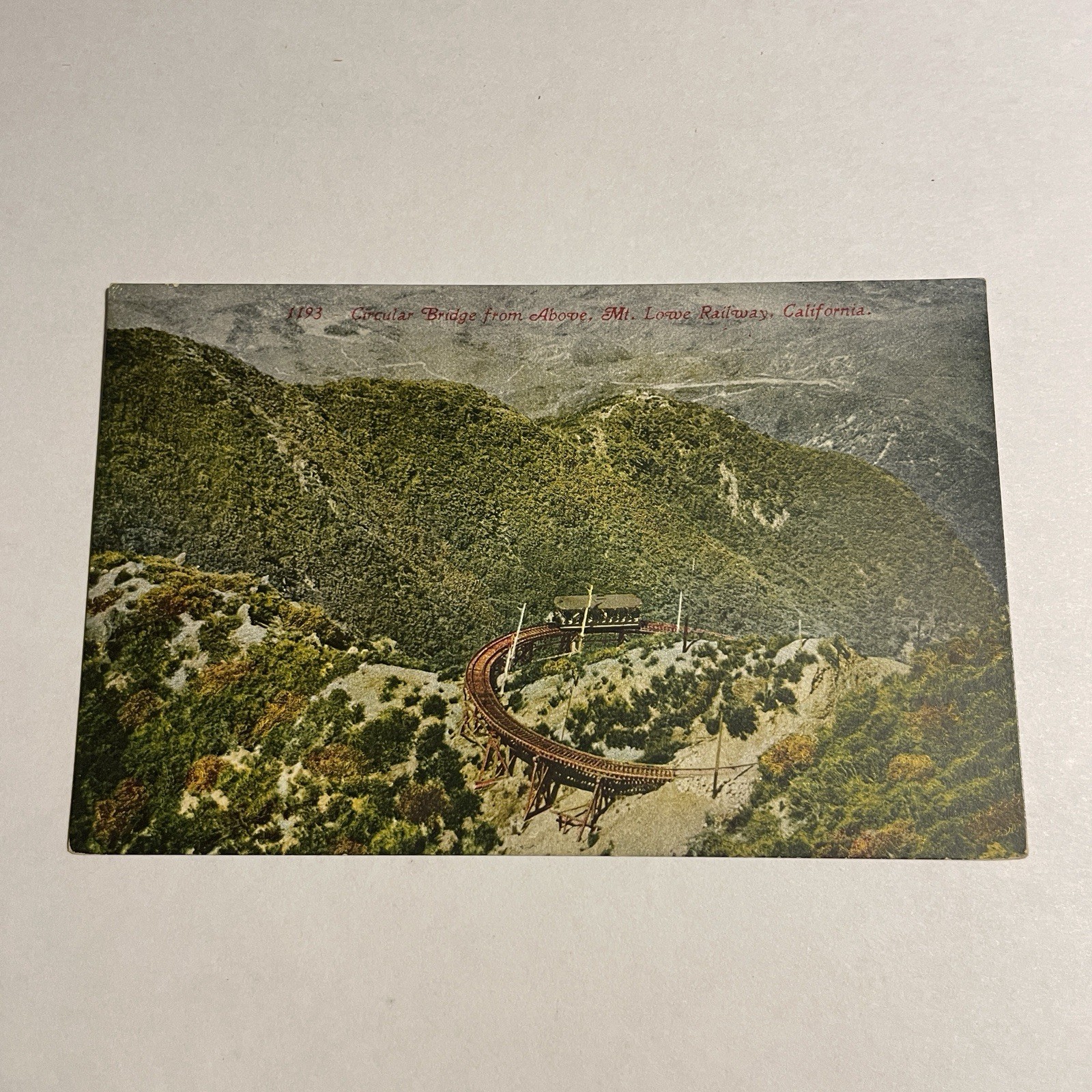Circular Bridge from Above Mt. Lowe Railway California Postcard