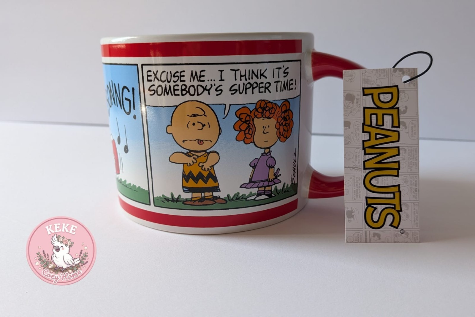 Peanuts Snoopy Charlie Brown Comic Strip Ceramic Coffee Mug Red Handle Gibson