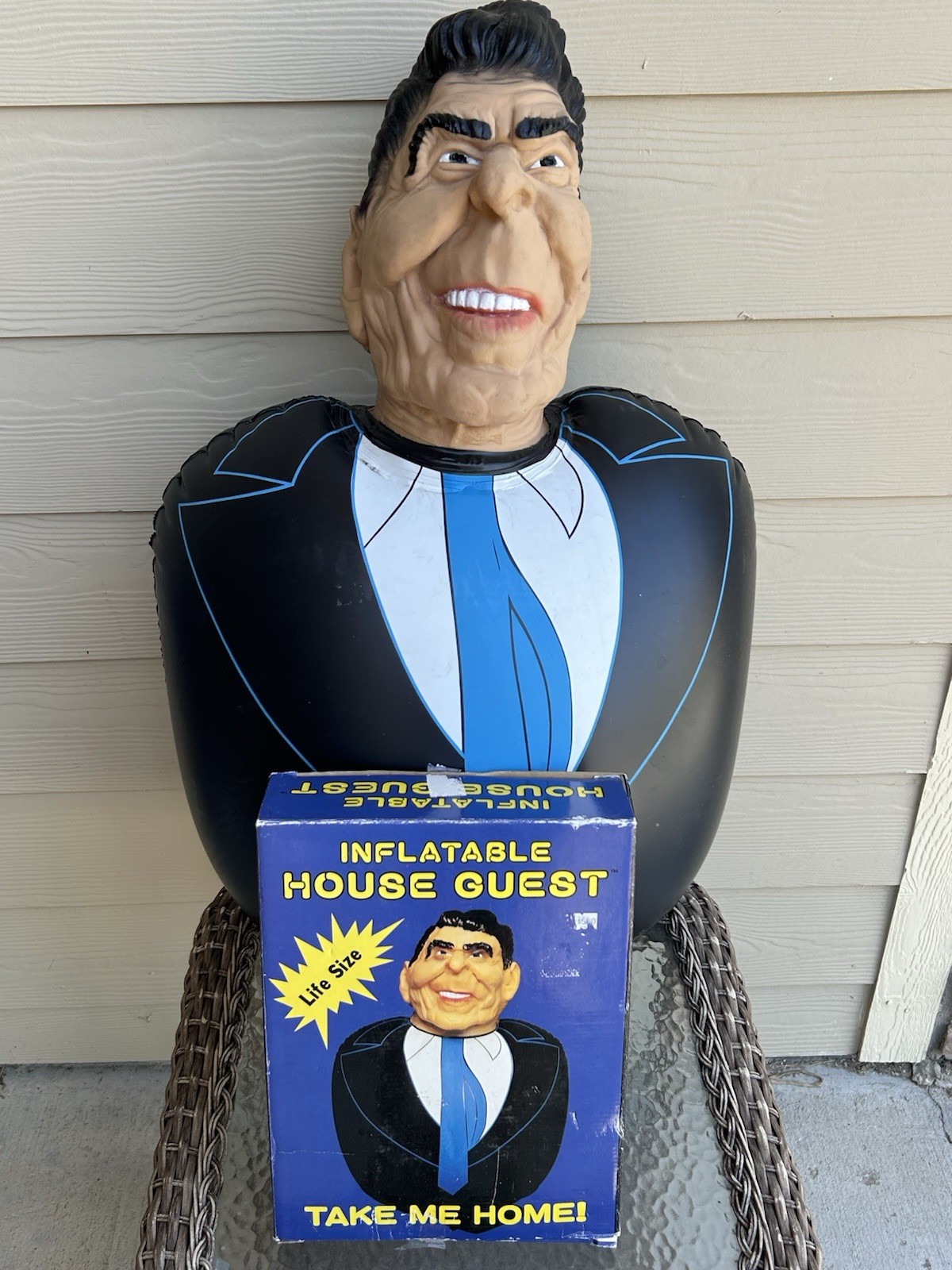 Vintage 1987 RONALD REAGAN Inflatable House Guest LIFE SIZE BLOW UP DOLL *RARE*
