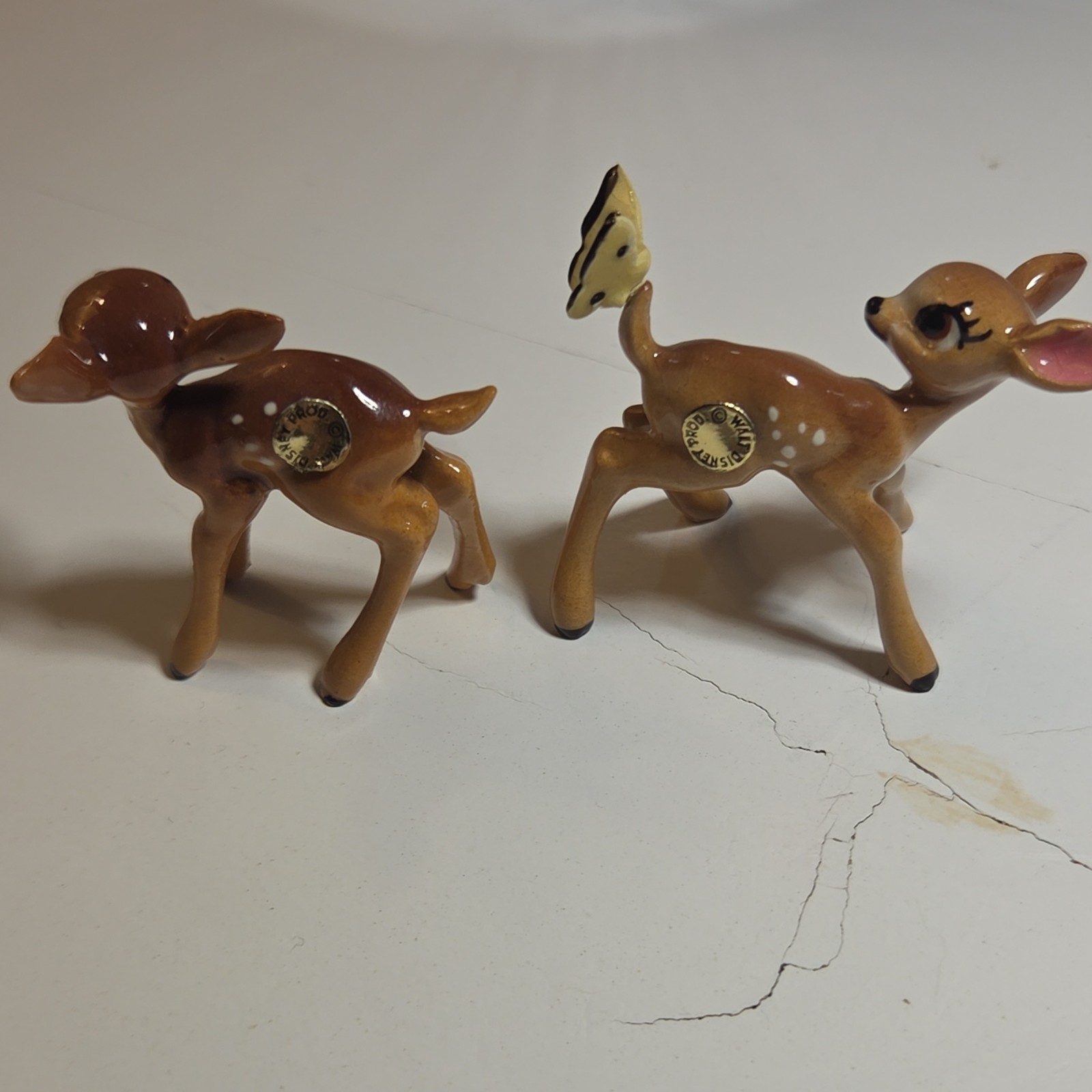 Walt Disney Productions Bambi and Faline Deer Figurine with Butterfly pair