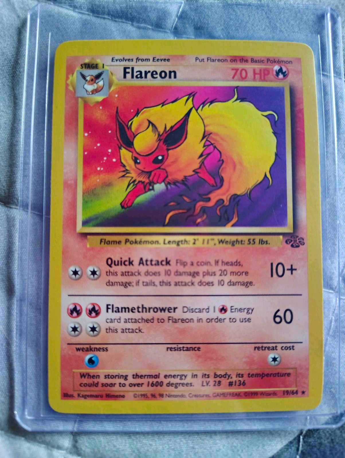 1999 Pokemon Flareon 19/64 Jungle Rare Non-Holo WOTC Vintage LP/NM