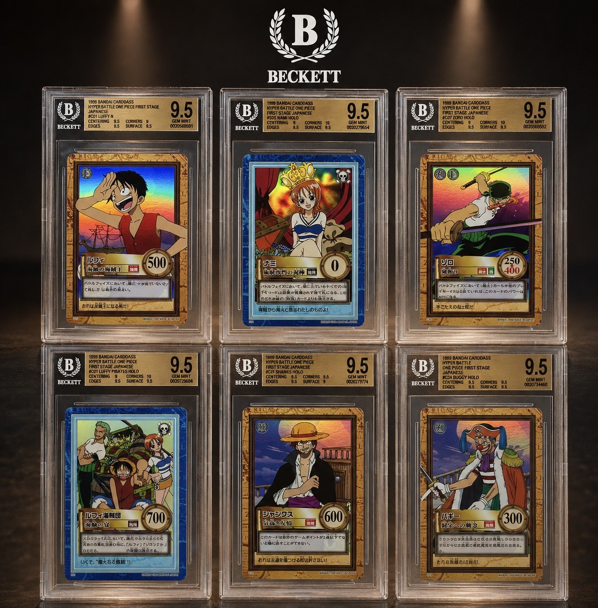 1999 One Piece Hyper Battle First Stage Foil BGS 9.5 COMPLETE SET with LUFFY C01