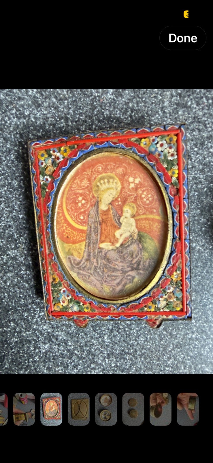 Made in Italy Vintage Miniature Madonna & Child Religious Icon Devotional Plaque