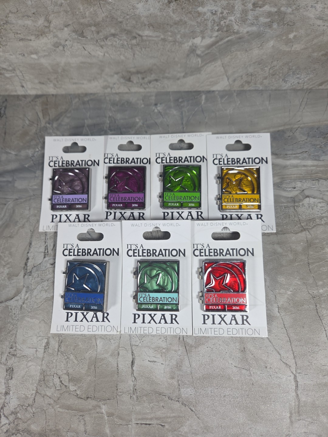 Wdw Disney 2016 Pixar Party Countdown It's A Celebration Pin Set 7 LE 750 Rare