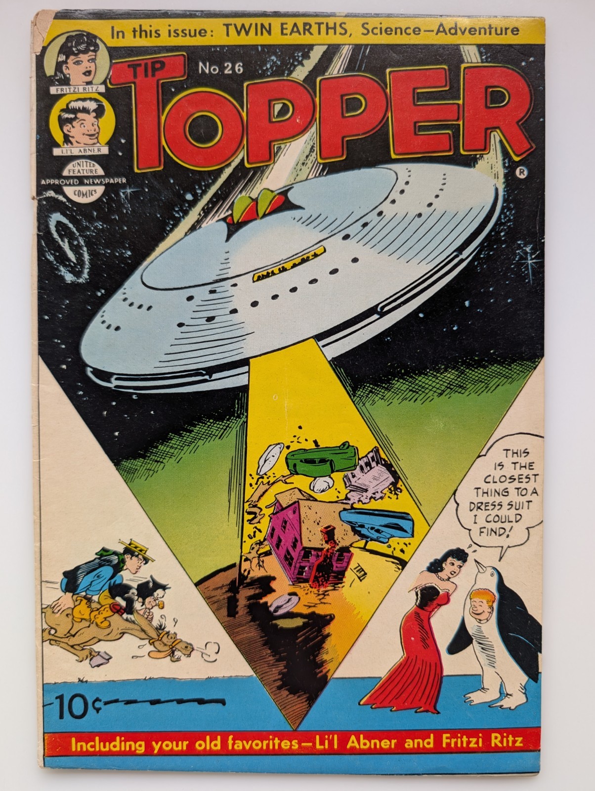 Tip Topper Comics 26 GGA Flying Saucer Early Peanuts Glossy Mid Grade 1954
