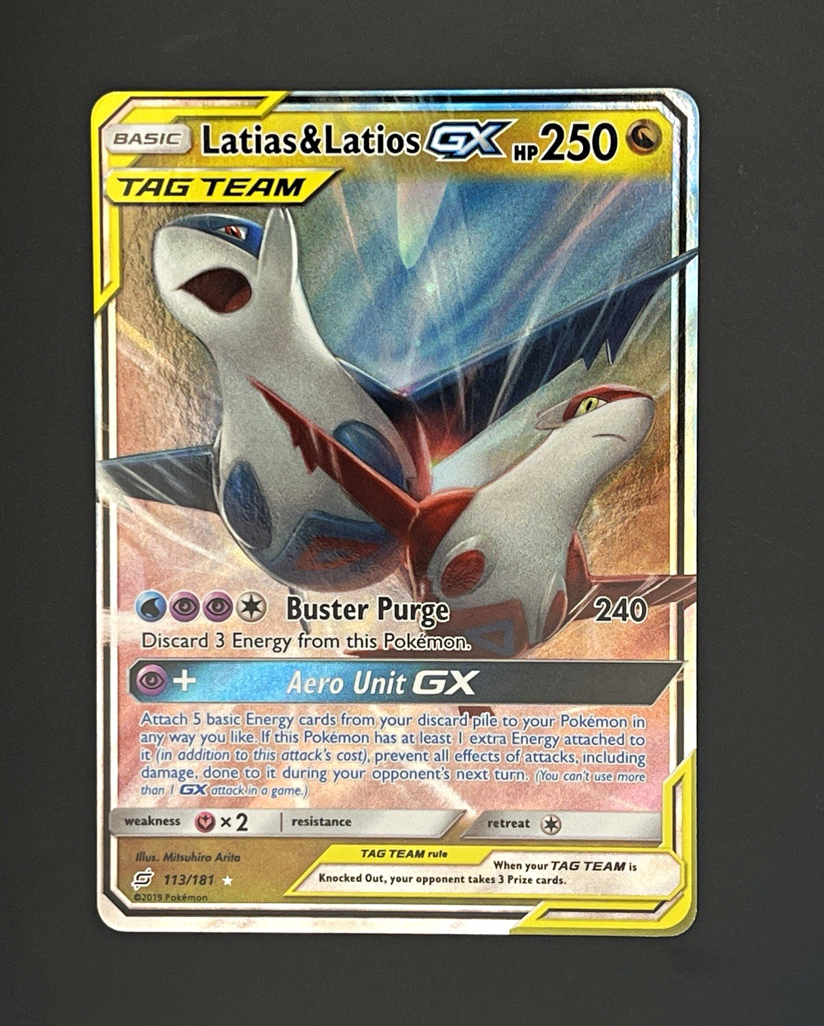 Latias & Latios GX 113/181 Team Up TAG TEAM GX Full Art Holo Ultra Rare MINT