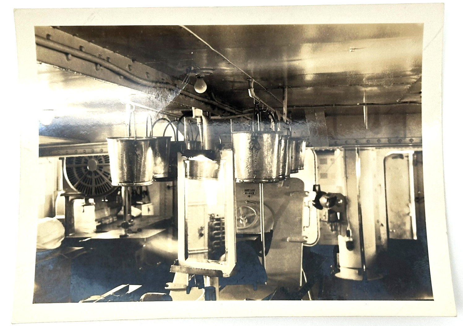 1938 U.S.S. Concord Carpenter Shop Photo – Naval Ship Interior Machinery