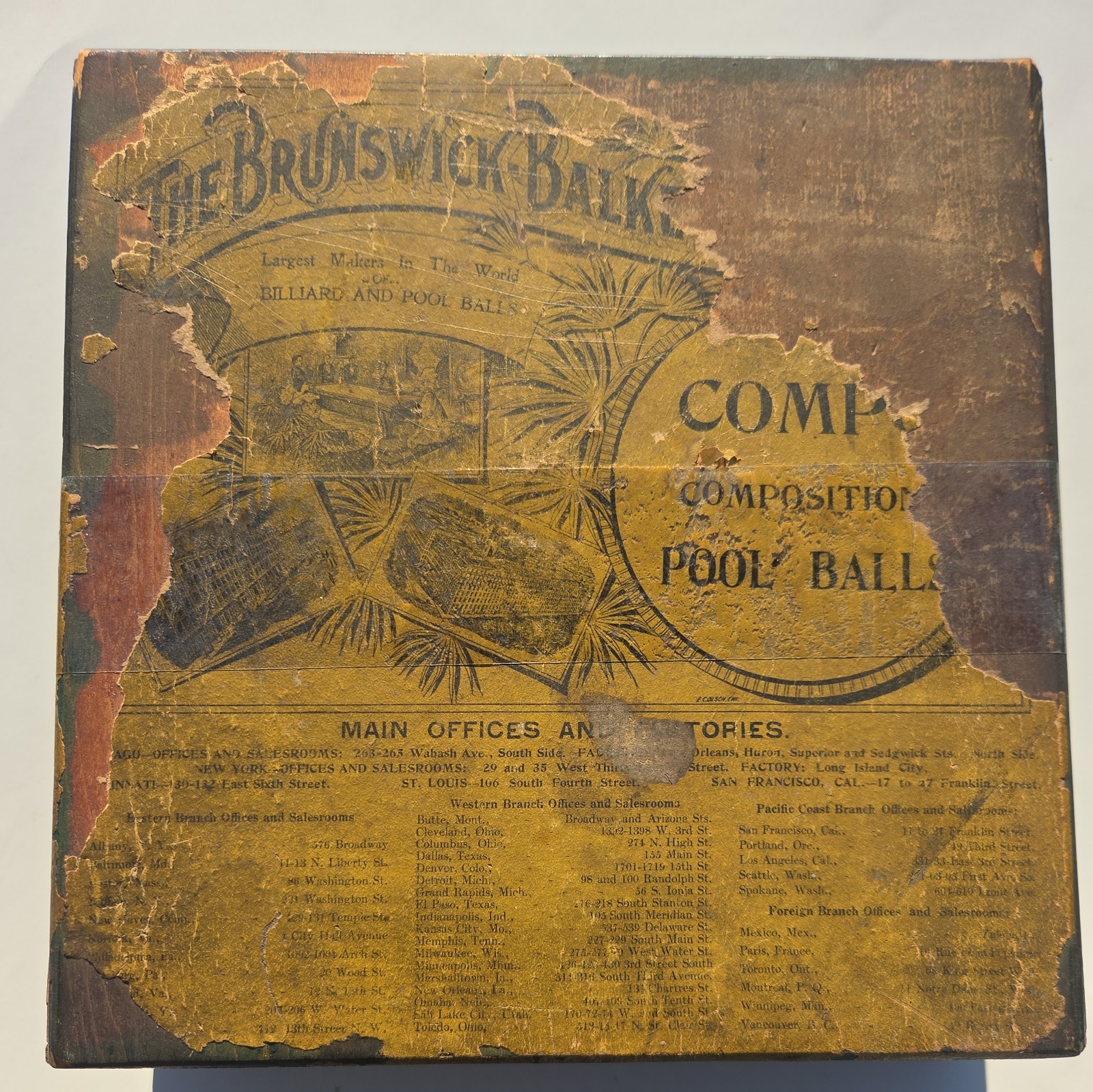 Rare Antique 1909 Brunswick Balke Collander Billiard Ball Set Wood Original Box