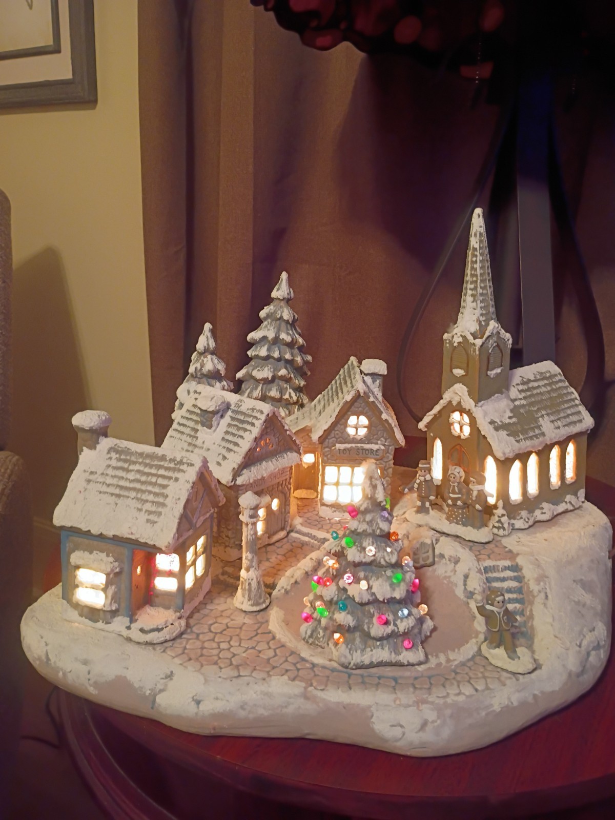 Ceramic Bisque Scioto Christmas Village Vintage Lighted 1988 Set