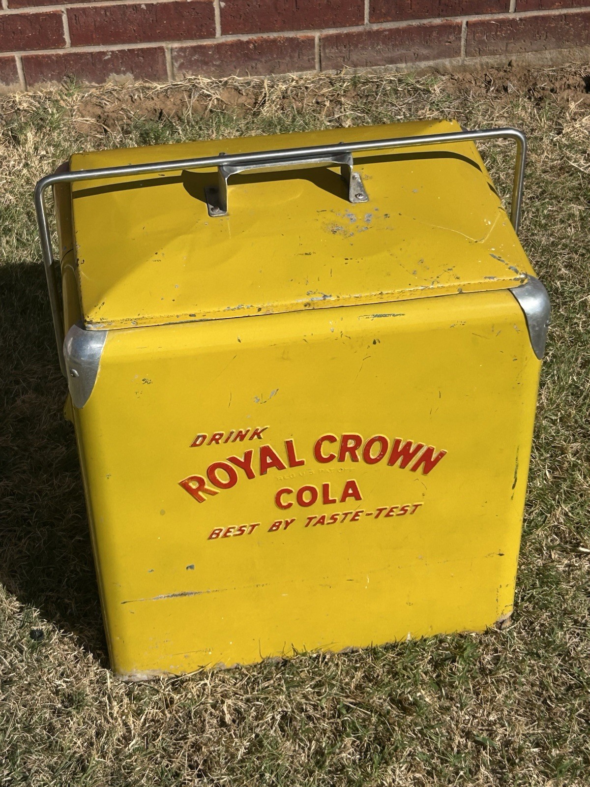 Vintage 1950s Made In USA Royal Crown Cola Advertising Metal Cooler Ice Chest