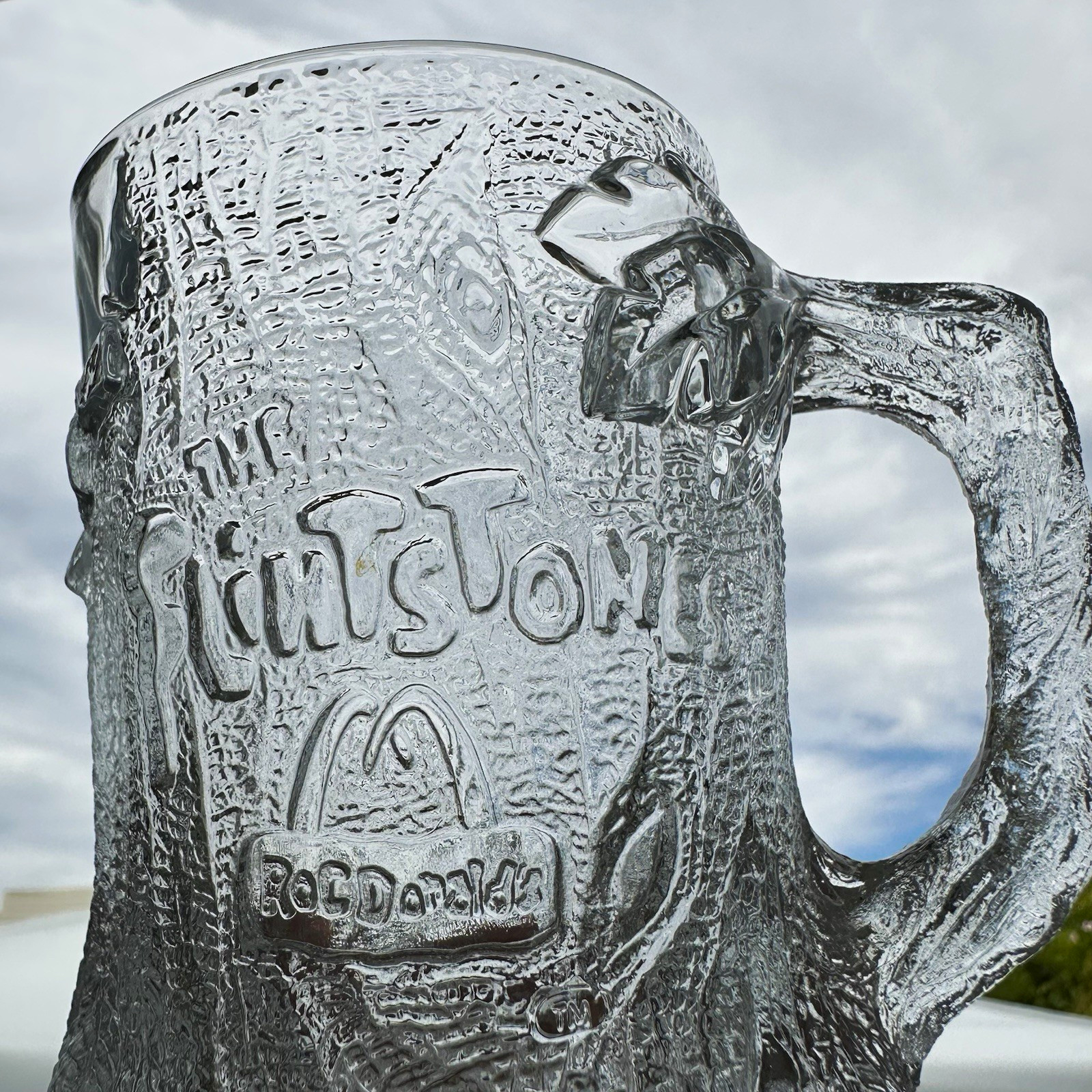 Vintage 1993 McDonald\'s Flintstones TreeMendous Glass Mug Cup Made in France