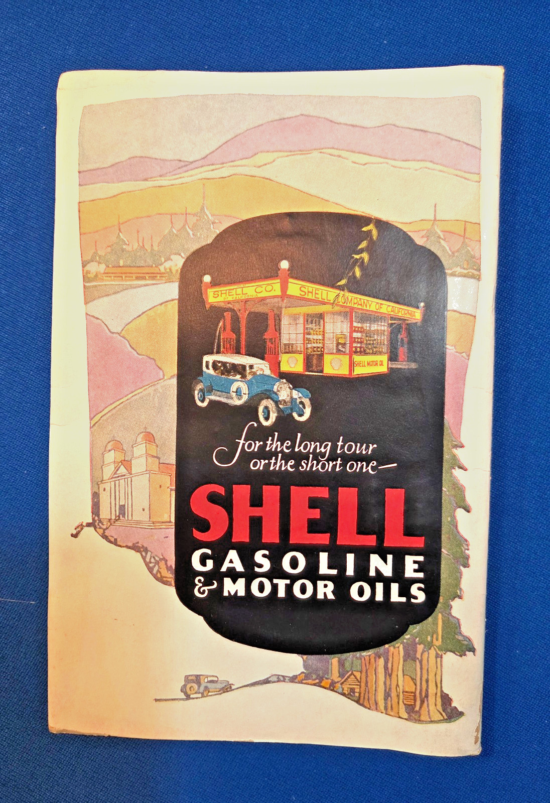 1929 VINTAGE SHELL GASOLINE & MOTOR OIL OFFICIAL HIGHWAY MAP OF CALIFORNIA CSAA