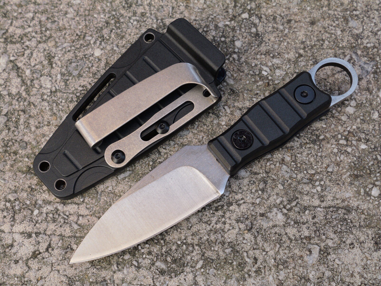 17cm Fixed Blade Knife Sheath Full Tang Back Pocket Clip Horizontal Carry Chrome