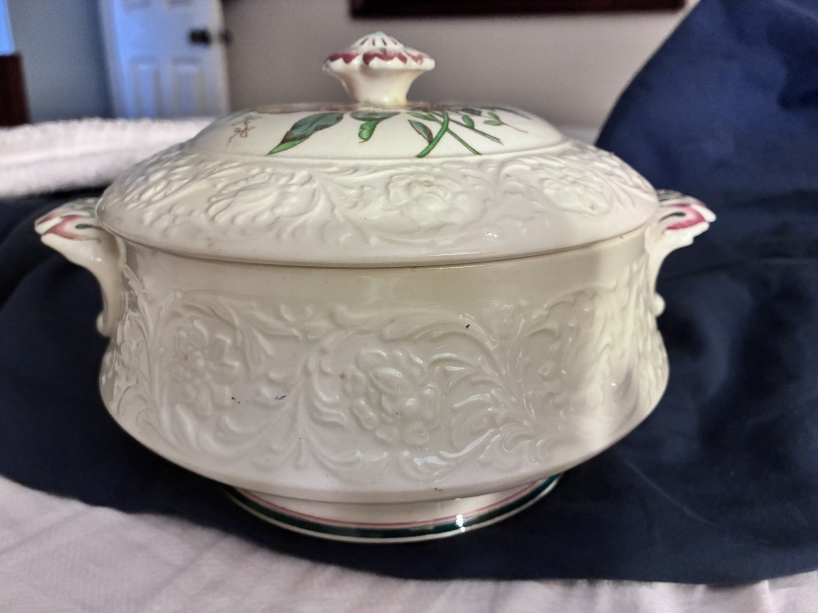 Vtg Booths Plymouth Tureen Corinthian Silicon China Covered Veggie Dish 1930s-40