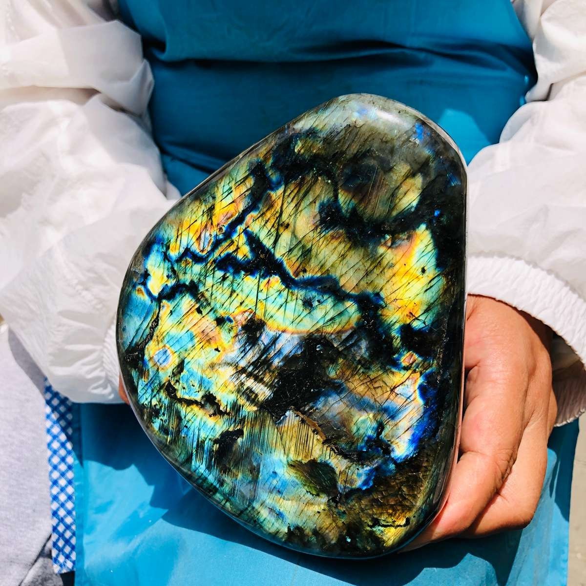 4.4LB Large Natural Gorgeous Labradorite Quartz Crystal Stone Specimen Healing