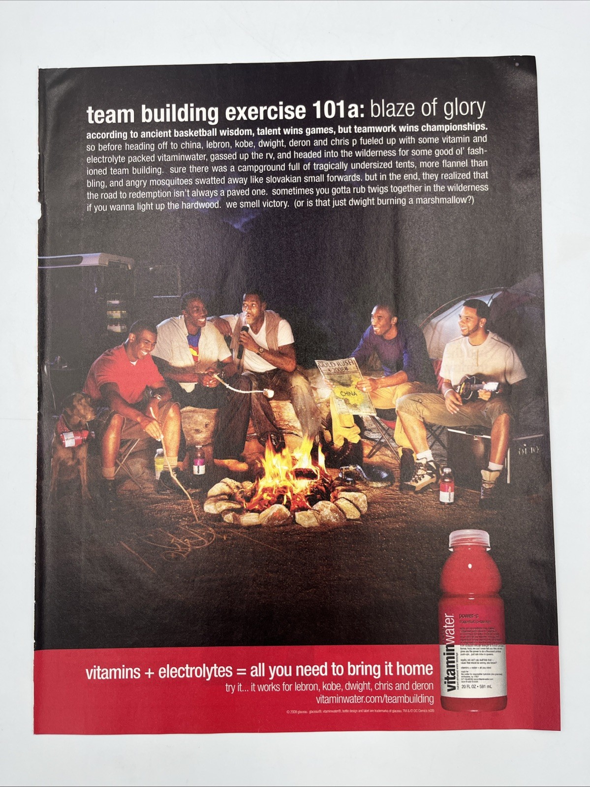 2008 Magazine Print Ad Vitamin Water Lebron James Kobe Bryant Dwight Howard NBA