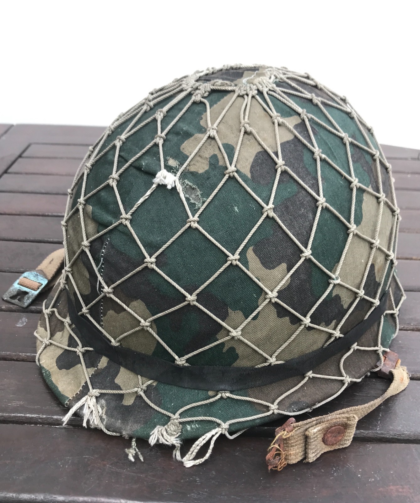 Vintage Argentine Helmet with camouflage cover & net -Malvinas/Falklands war era