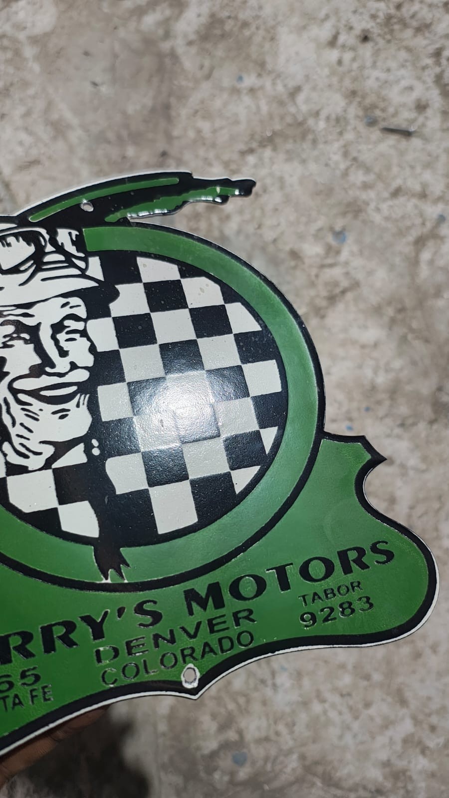 Porcelain Harry's Motor Oil Enamel Sign Size 8