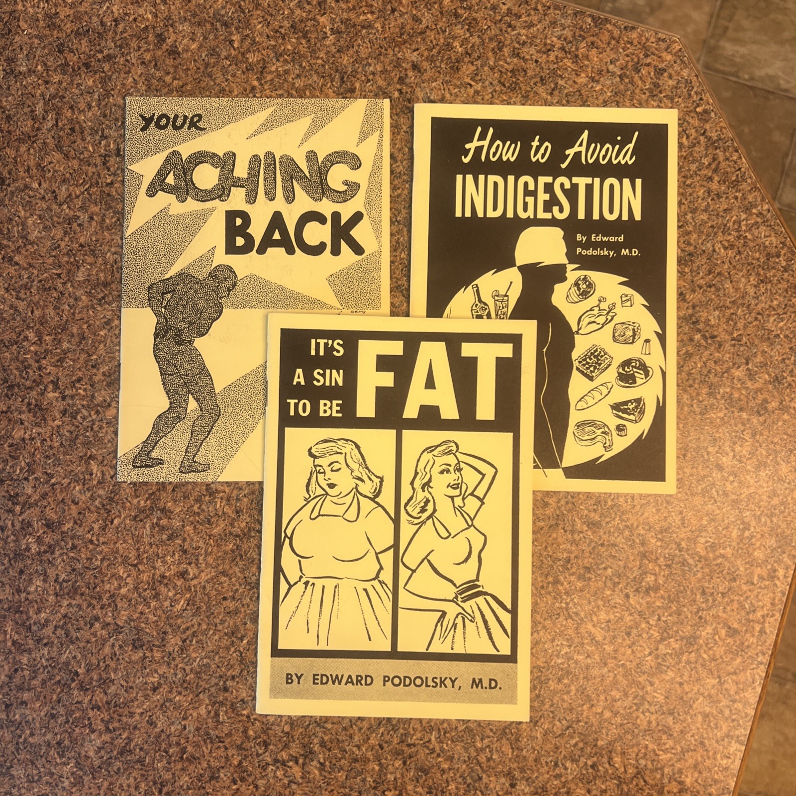 Vintage Lot 1961 Pamphlets, It's A Sin To Be Fat, Aching Back, Avoid Indigestion