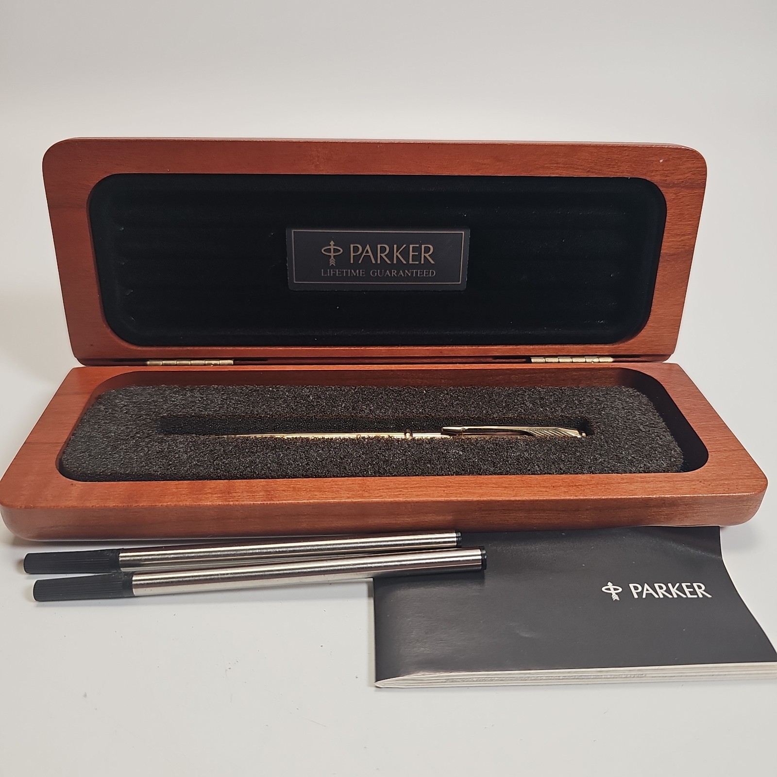 Vintage Parker 61 Insignia Ballpoint Pen 1/10 12K Gold Filled Box Papers Refills
