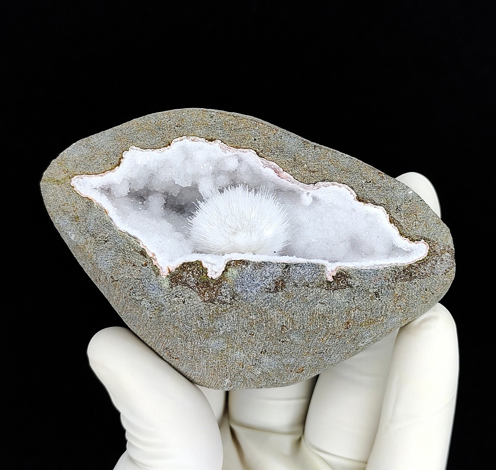 Superb Natural Shiny Scolecite In MM Quartz Minerals Specimen#1349