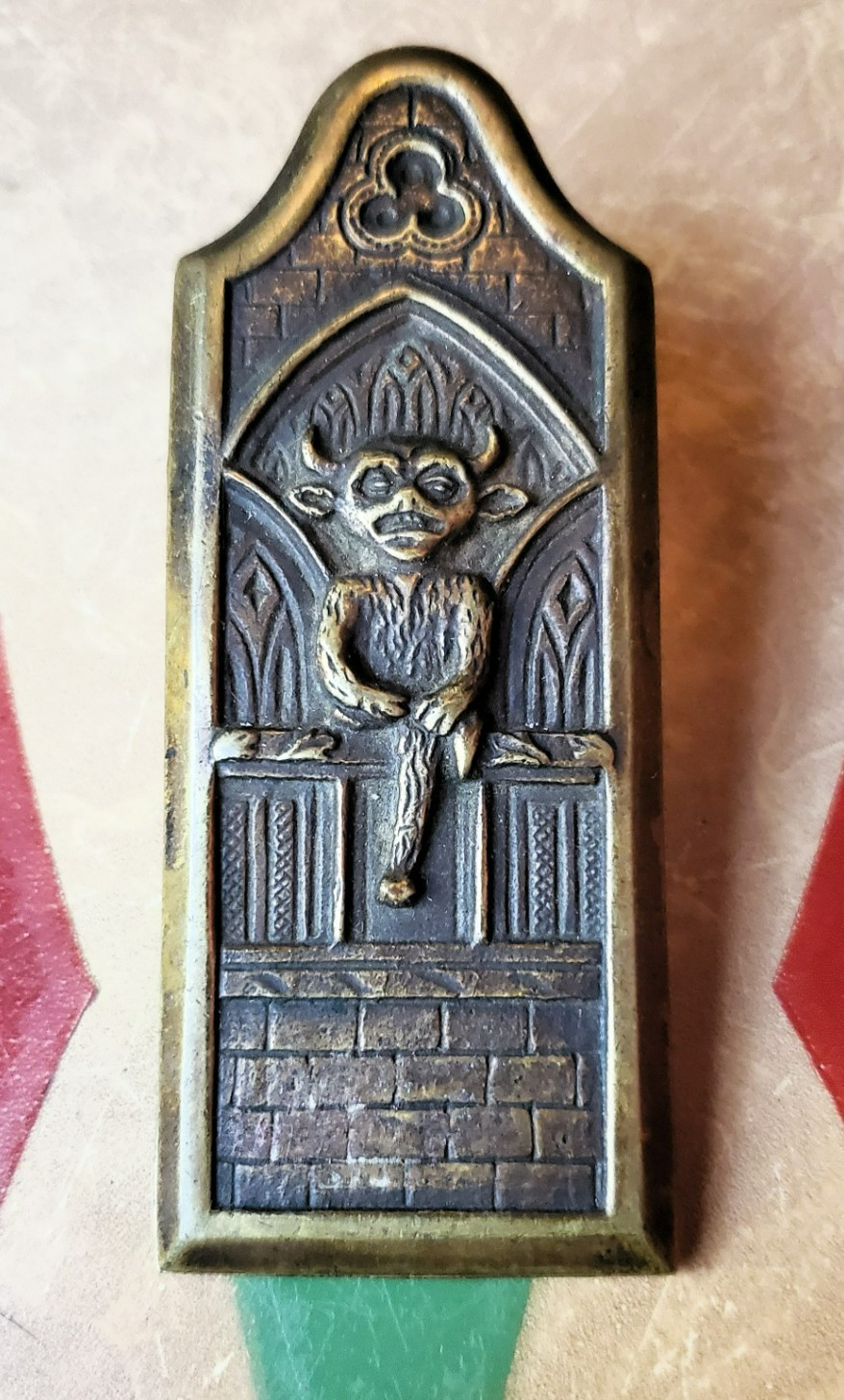 RARE ANTIQUE BRONZE IMP ELF DEMON PIXIE DESK CLIP ~ ENGLAND ~ 