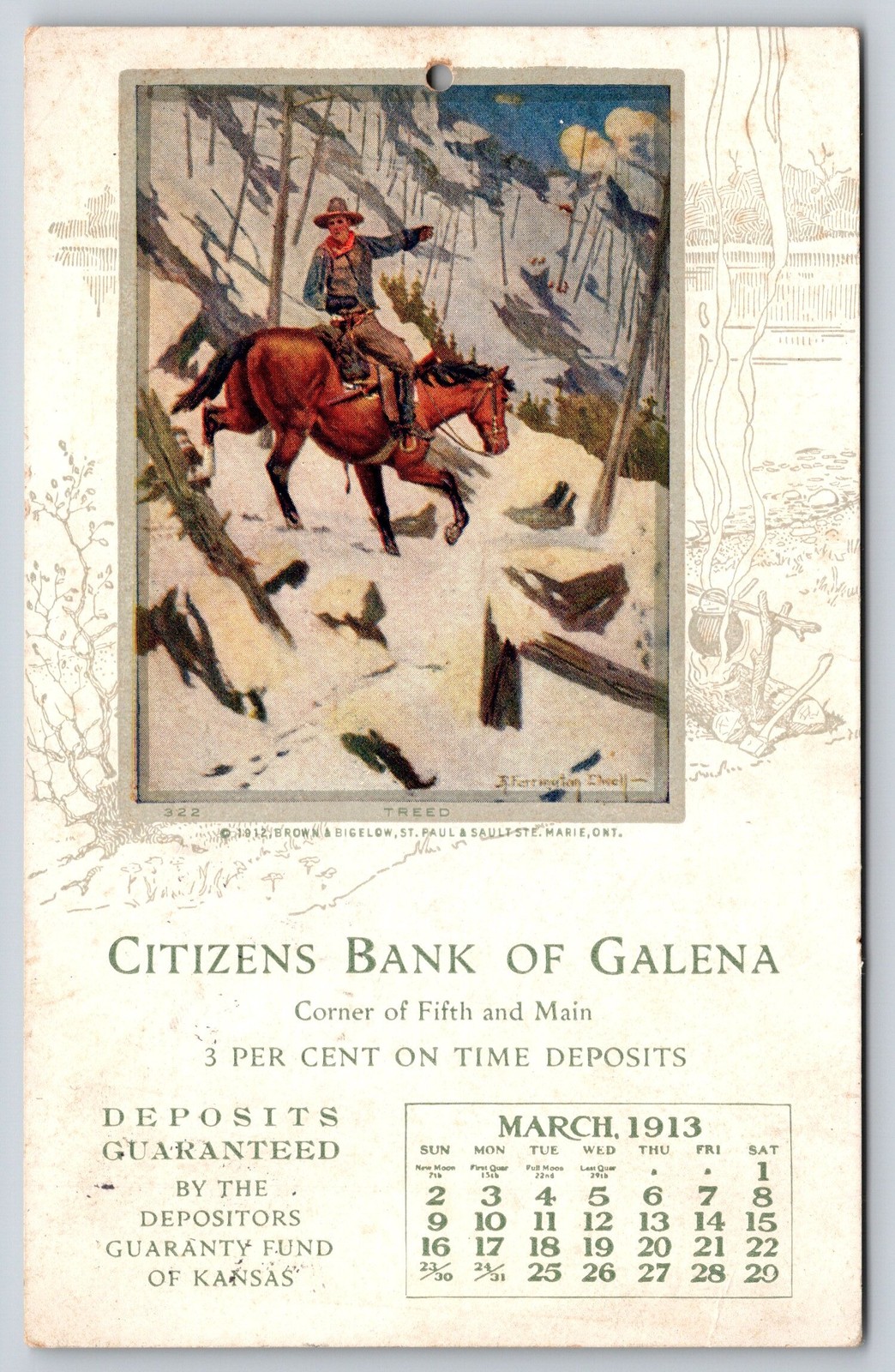 Galena Kansas~Citizens Bank~Western R Farrington Elwell~B&B~March 1913 Adv 