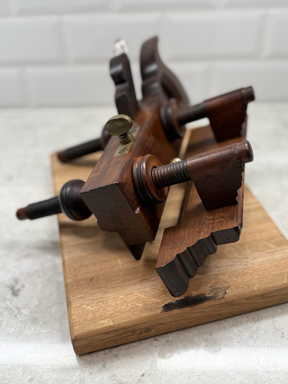 Antique Sandusky No. 120 Wood Combination Plow Plane W/ Cutters Ohio USA