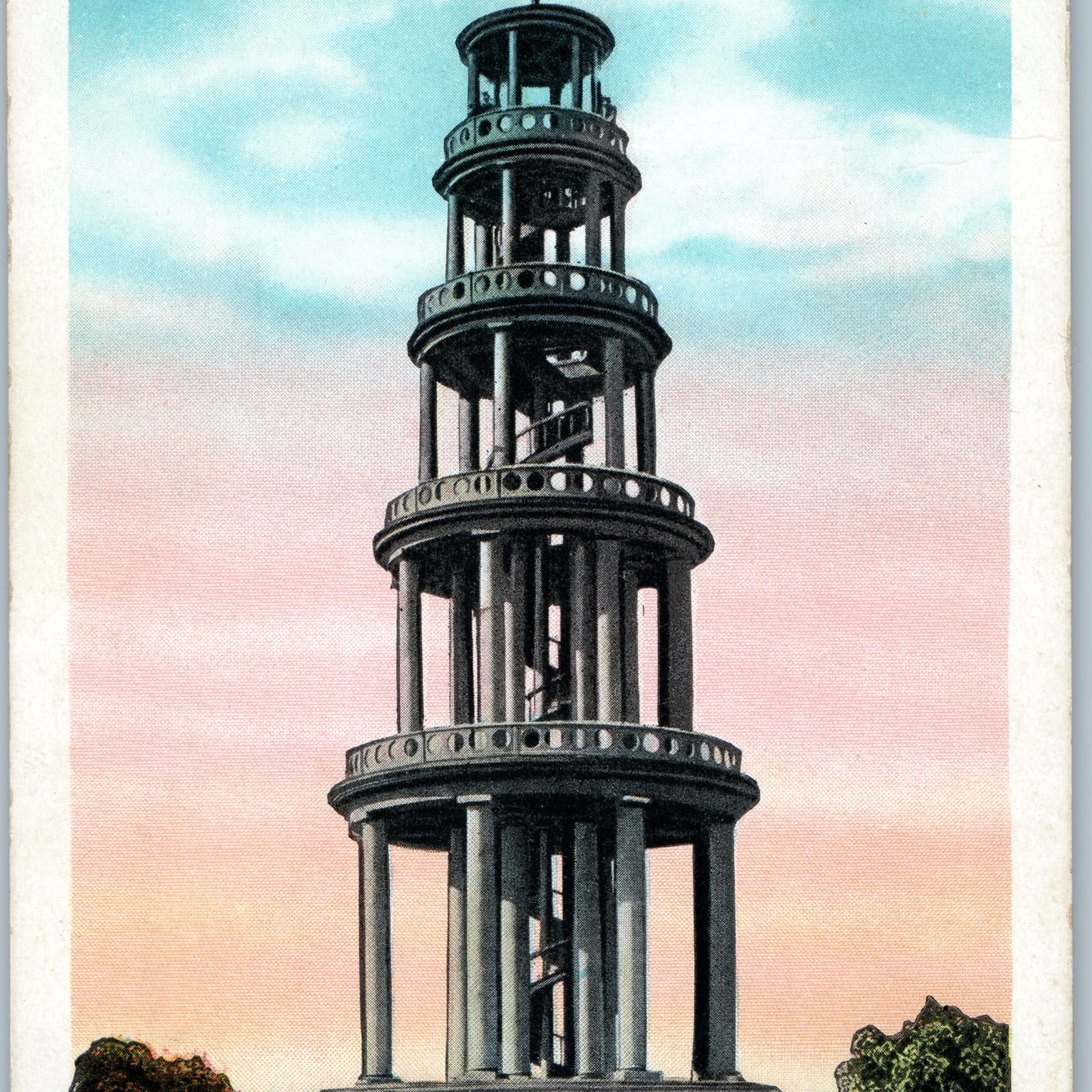 c1930s Vicksburg, MS Jackson Rd Observation Tower Military Park Kropp Postcard