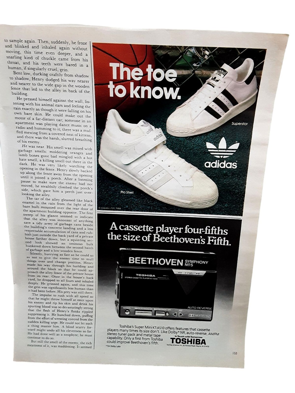 1984 Adidas Superstar and Pro Shell Shoe Toshiba Cassette Player Ad