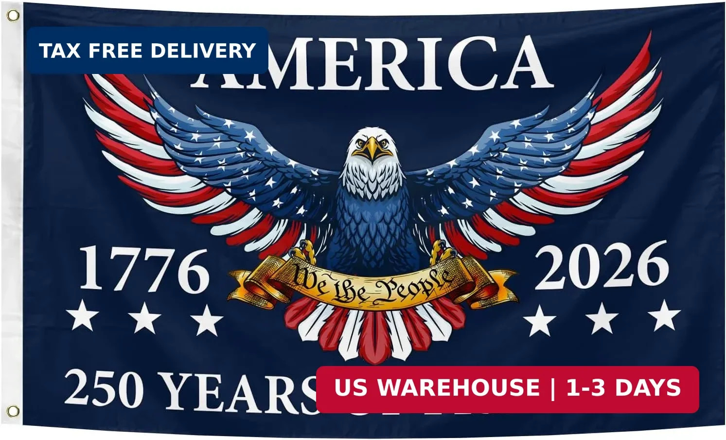 250 Years America Flag - Double Sided Patriotic Eagle 3 X 5 Ft Anniversary