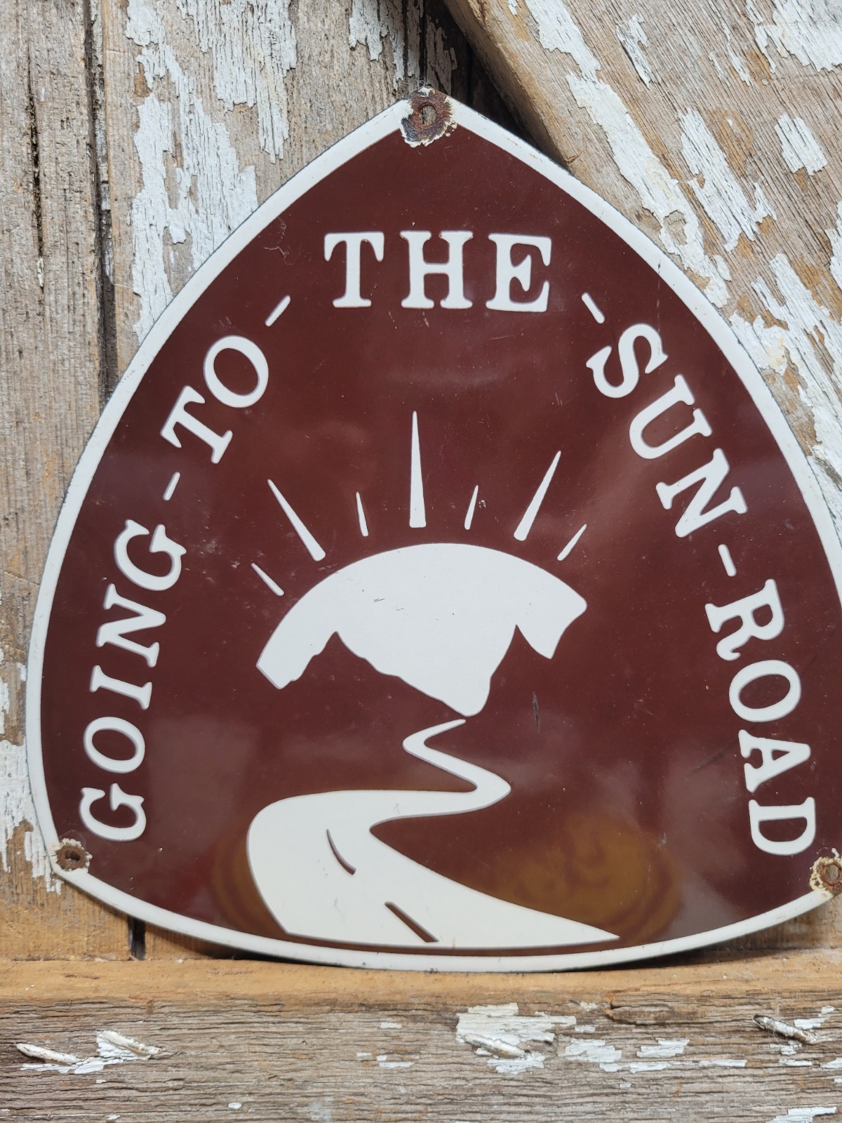 VINTAGE GLACIER NATIONAL PARK PORCELAIN SIGN RARE OLD GOING TO THE SUN MONTANA