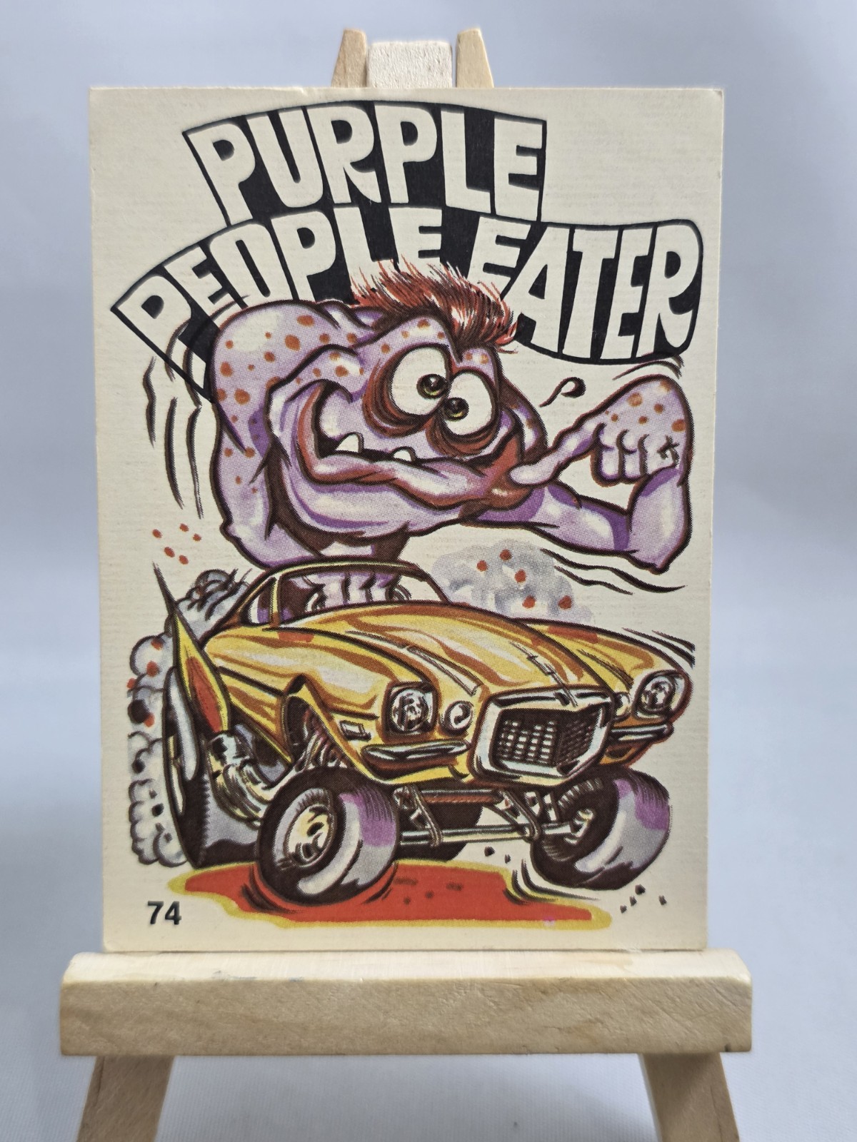 Vintage 1970 Donruss Oddest Odd Rods Sticker Purple People Eater 74 Fan Art Back
