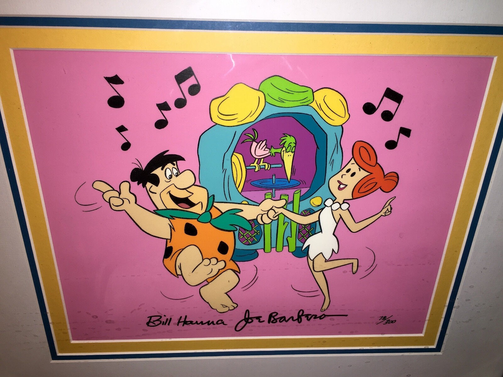 Flintstones Cel Hanna Barbera Jukebox Rock Signed Early Rare Edition COA