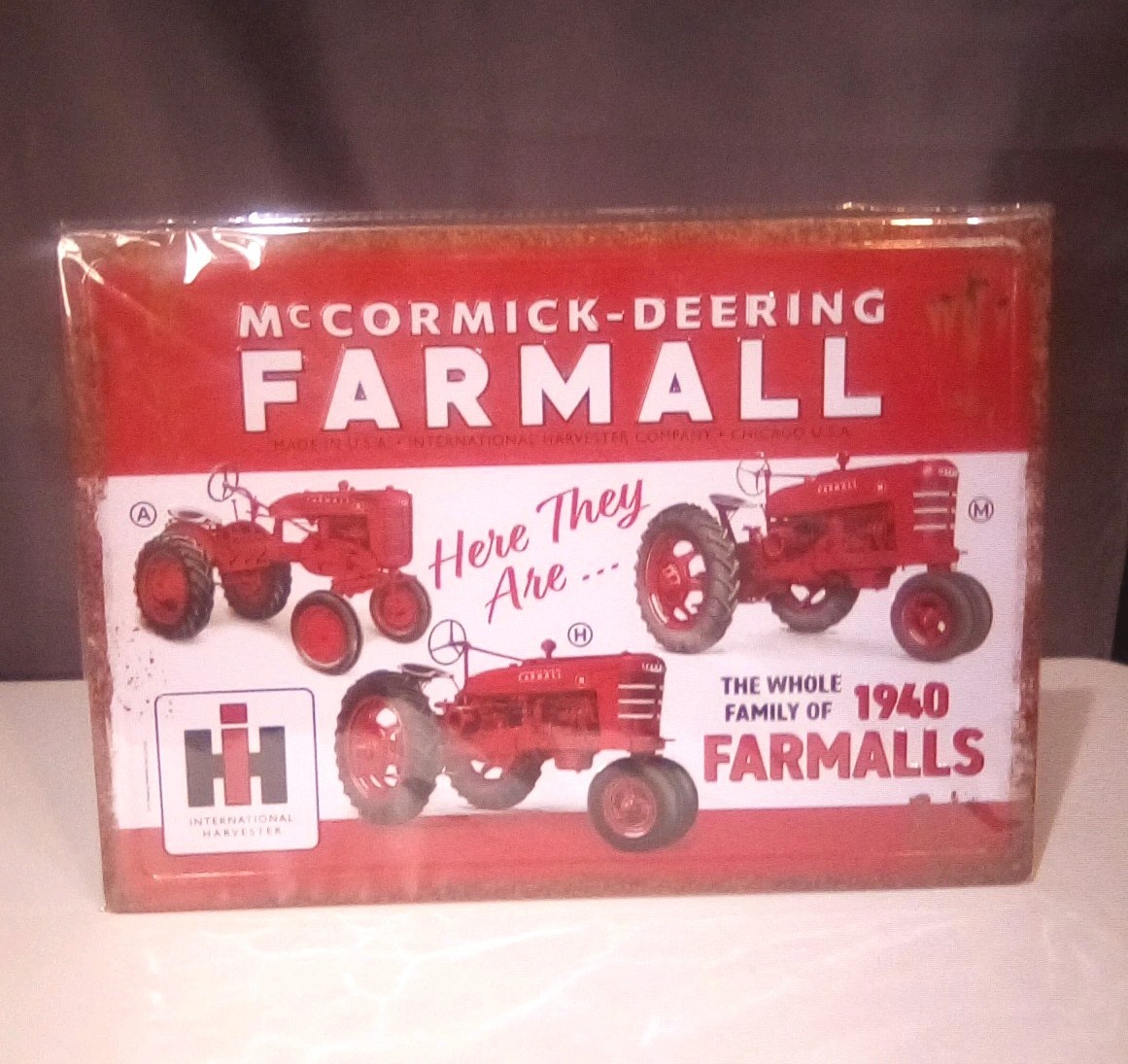 McCormick - Deering, The Whole Family Of 1940 Farmalls, Tin Metal Sign.  12\