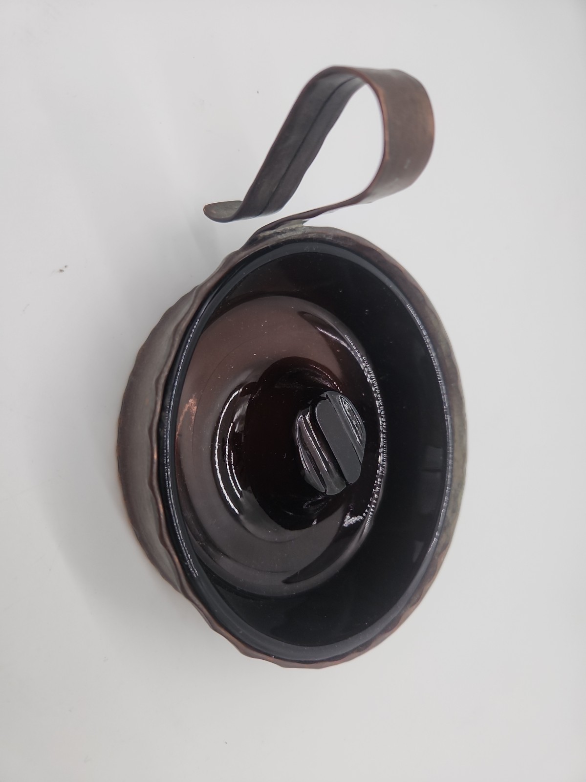 Vintage Craftsmen Inc Hand Made Copper Ashtray Glass Insert Anvil Logo #410