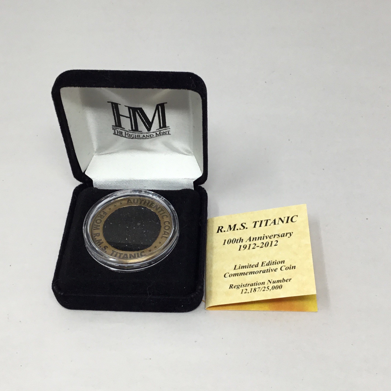 Authentic Coal From RMS Titanic The Highland Mint 2000 Recovery Expedition w/COA